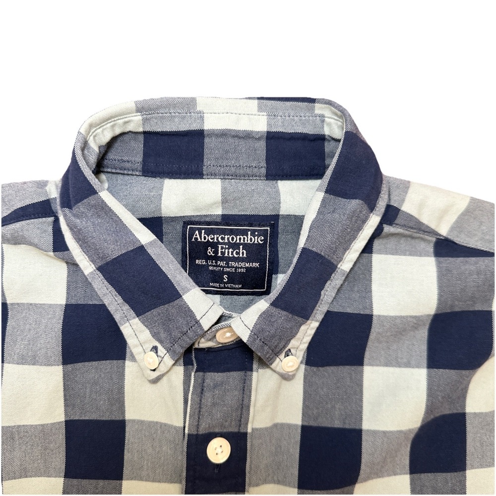Abercrombie & Fitch Button Down Shirt Blue/Green Check Men's Size Small - Picture 3 of 5